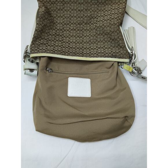 Coach Signature Brown Canvas Leather Trim Crossbody Shoulder Bag - Picture 14 of 16
